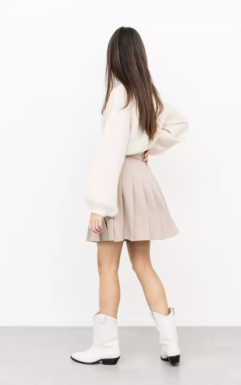 Pleated A-line skirt Beige