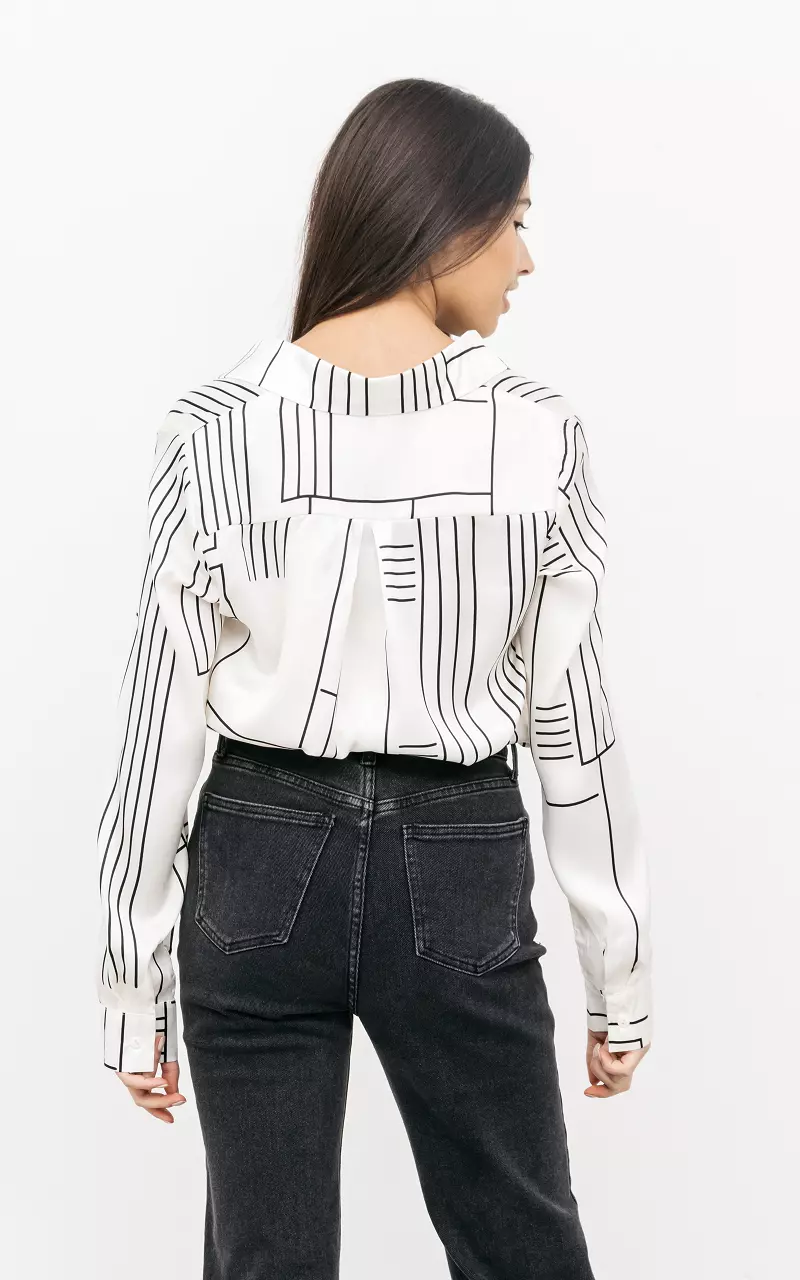 Blouse with striped pattern Black White
