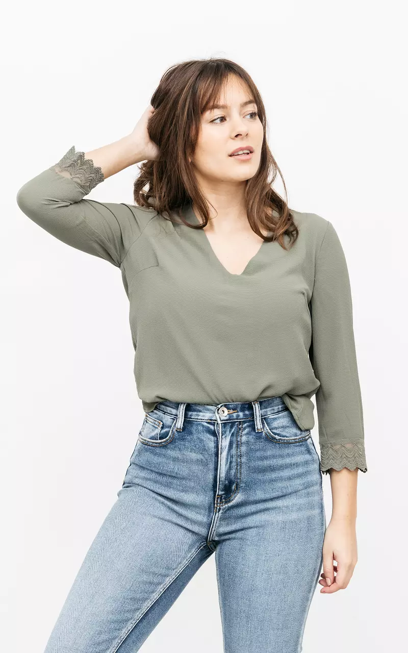 Blouse with low back Green