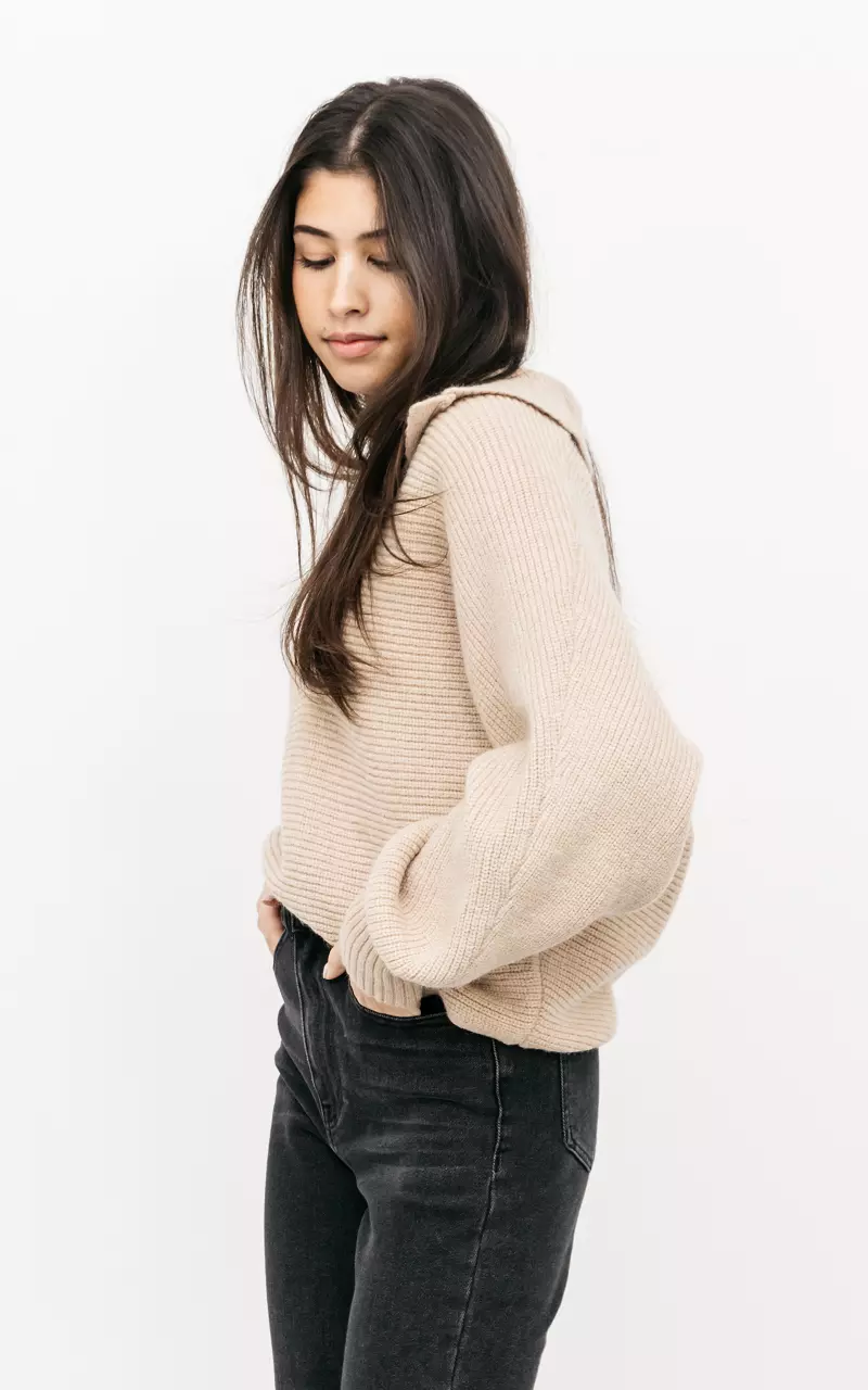 Woolly sweater with v-neck Beige