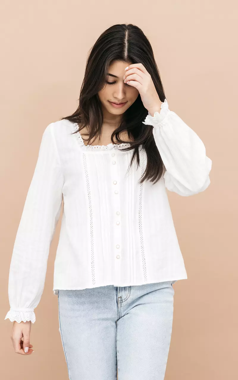Blouse with squared neckline White