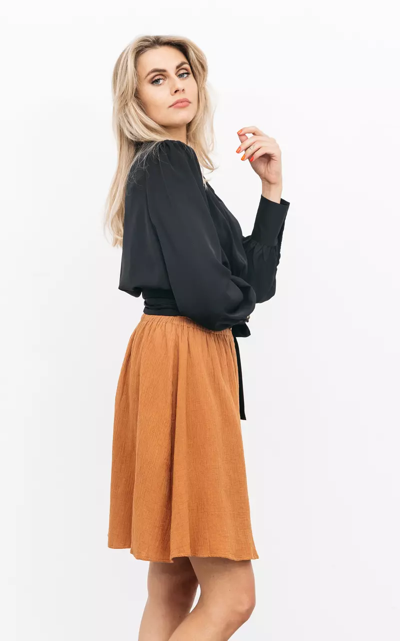 Skirt with gold-coated buttons Camel