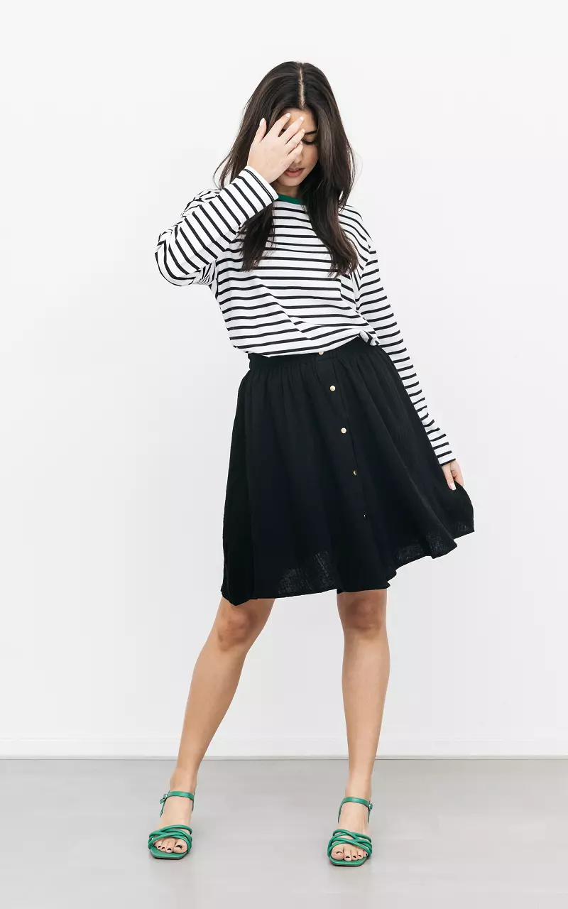 Skirt with gold-coated buttons Black