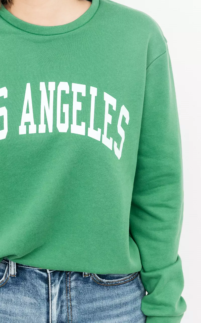 Pullover mit Text "Los Angeles" Grün Weiß