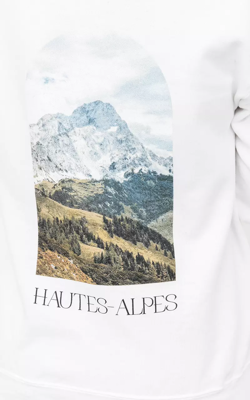 Cooler Hoodie mit Alpen-Print Weiß