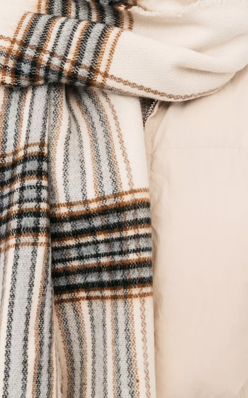 Striped scarf Cream Brown