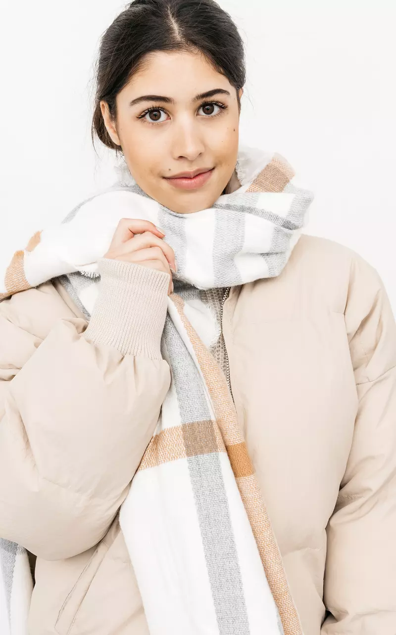 Patterned scarf White Camel