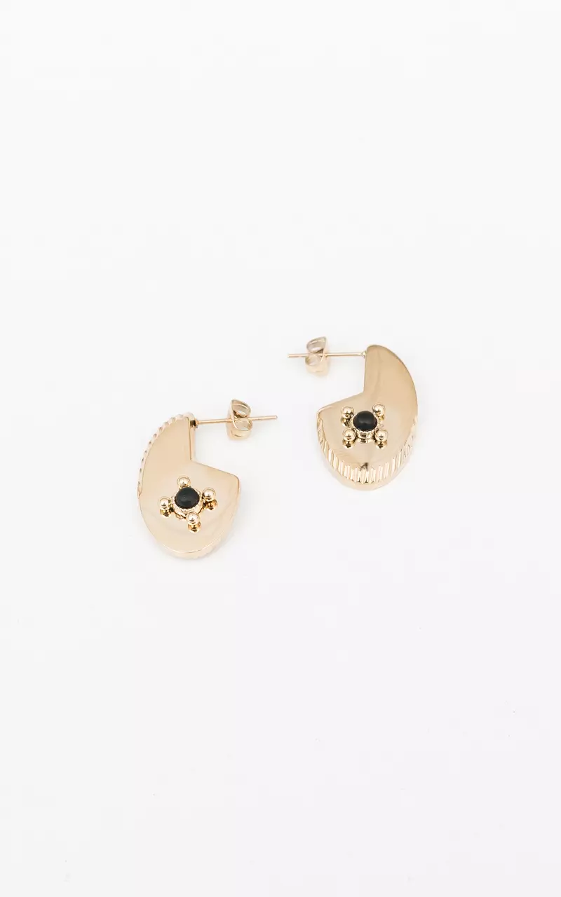 Earrings with coloured stone Gold Black