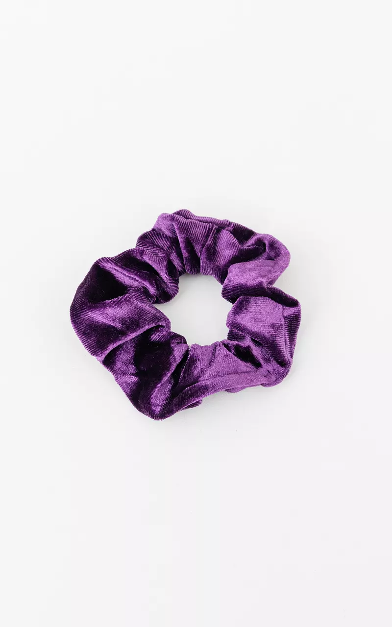 Velvet look scrunchie Donkerpaars