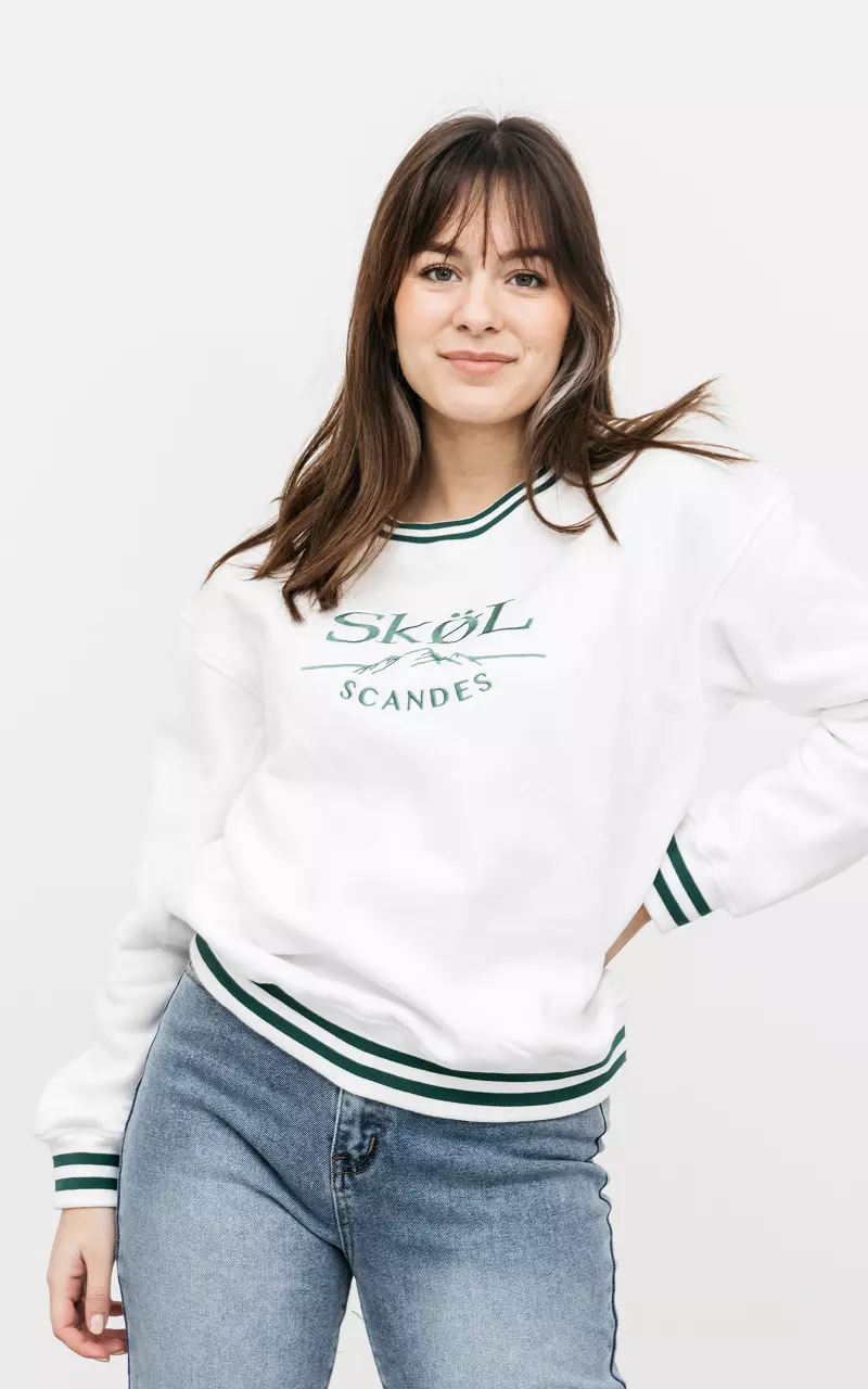 Sweater mit Aufdruck Weiß Grün