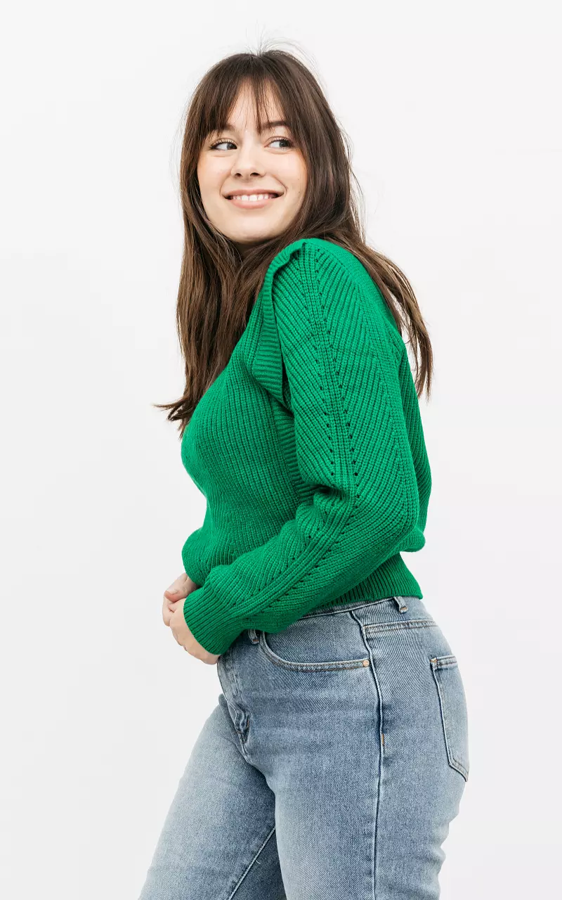 Sweater with shoulder pads Green