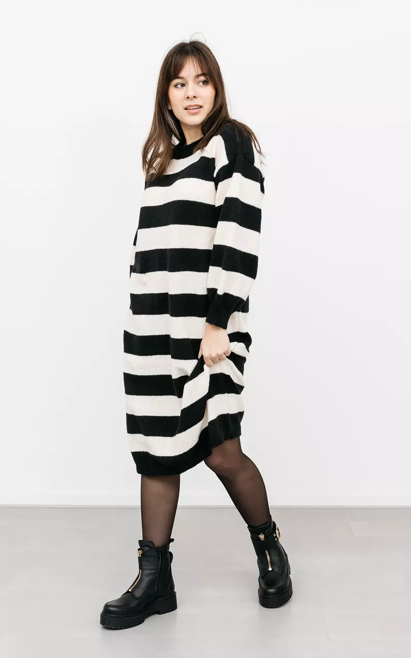 Midi striped dress Black Cream