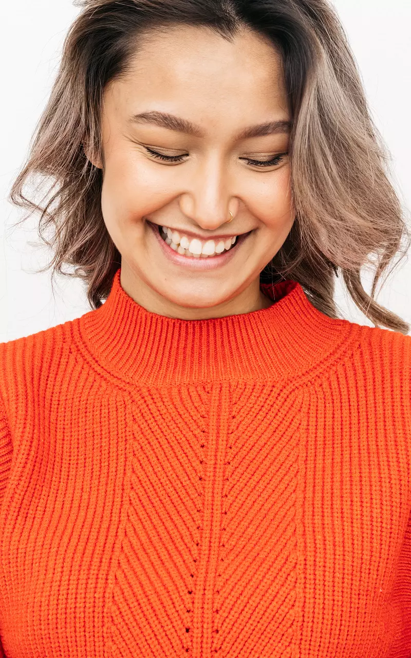 Sweater with shoulder pads Coral Red