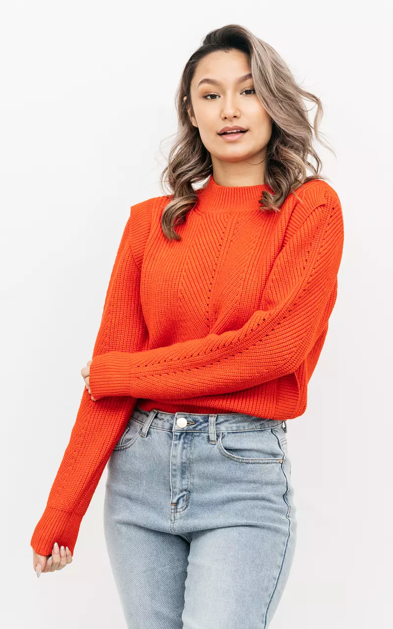 Sweater with shoulder pads Coral Red