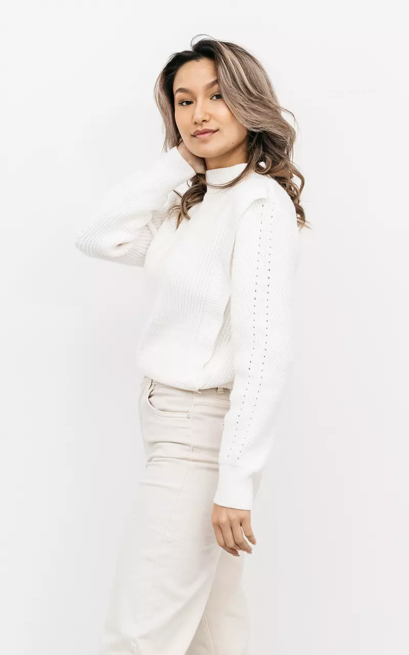 Sweater with shoulder pads White