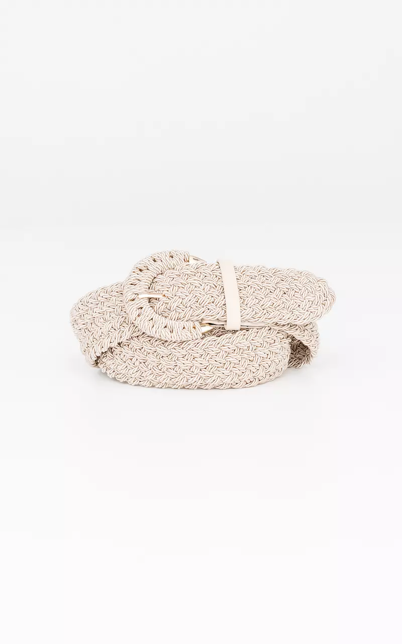 Braided belt with round clasp Taupe