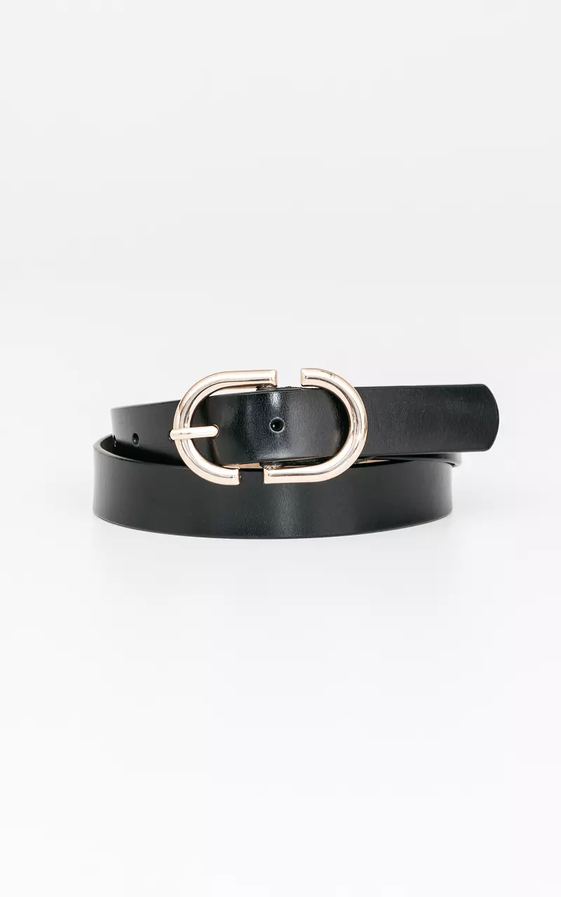 Basic leather belt Black Gold