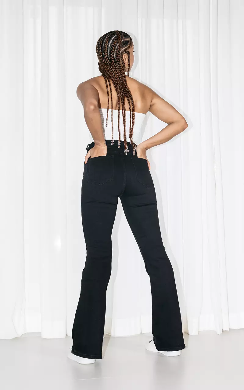 High-waist flared jeans Black