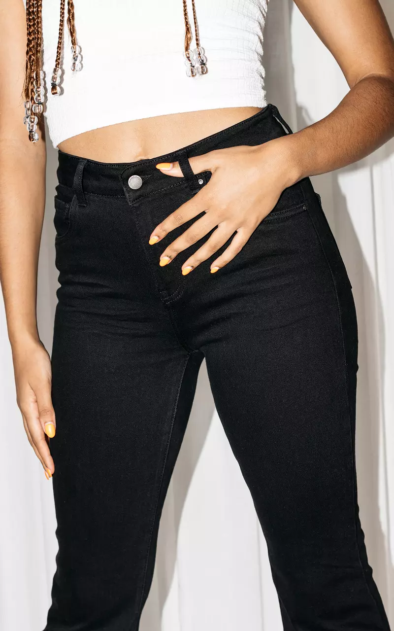 High-waist flared jeans Black