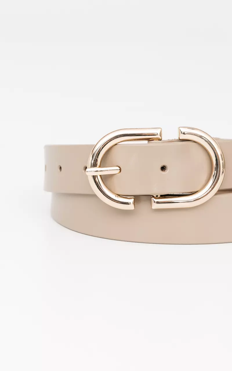 Basic leather belt Taupe Gold