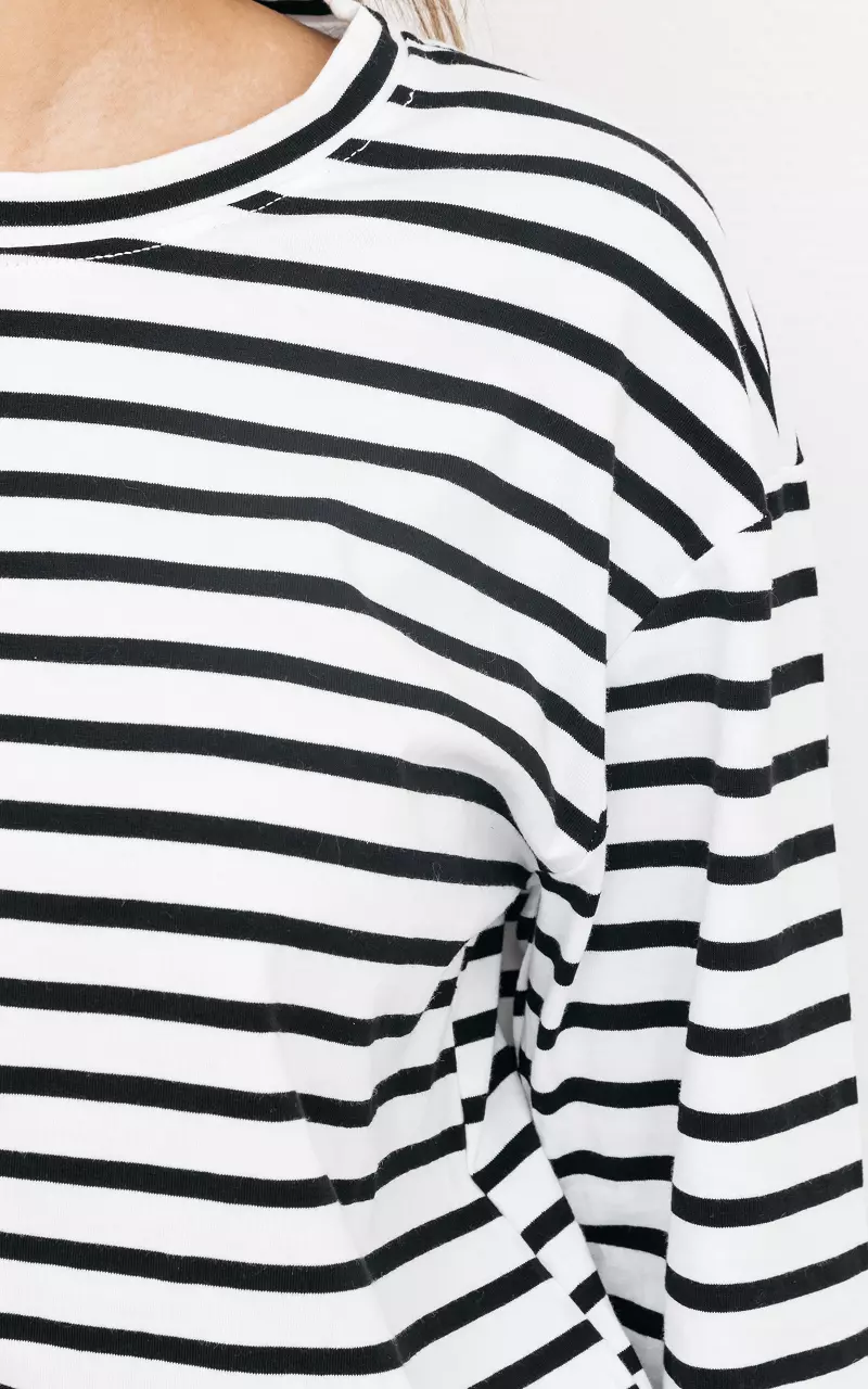 Striped long-sleeved shirt White Black