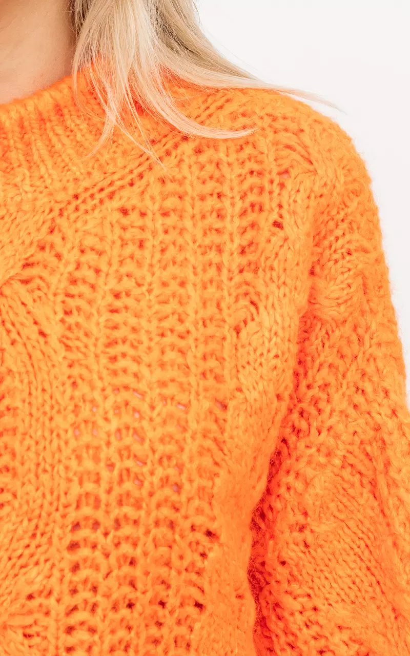 Grobstrick-Pullover mit Mohair Orange