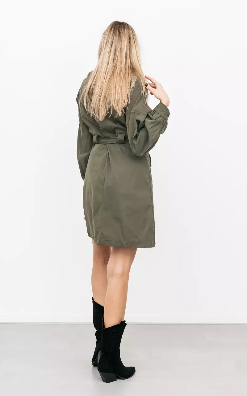 Blouse dress with waist tie Green
