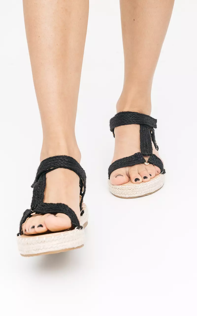 Sommerliche Sandalen mit Klettverschluss  Schwarz