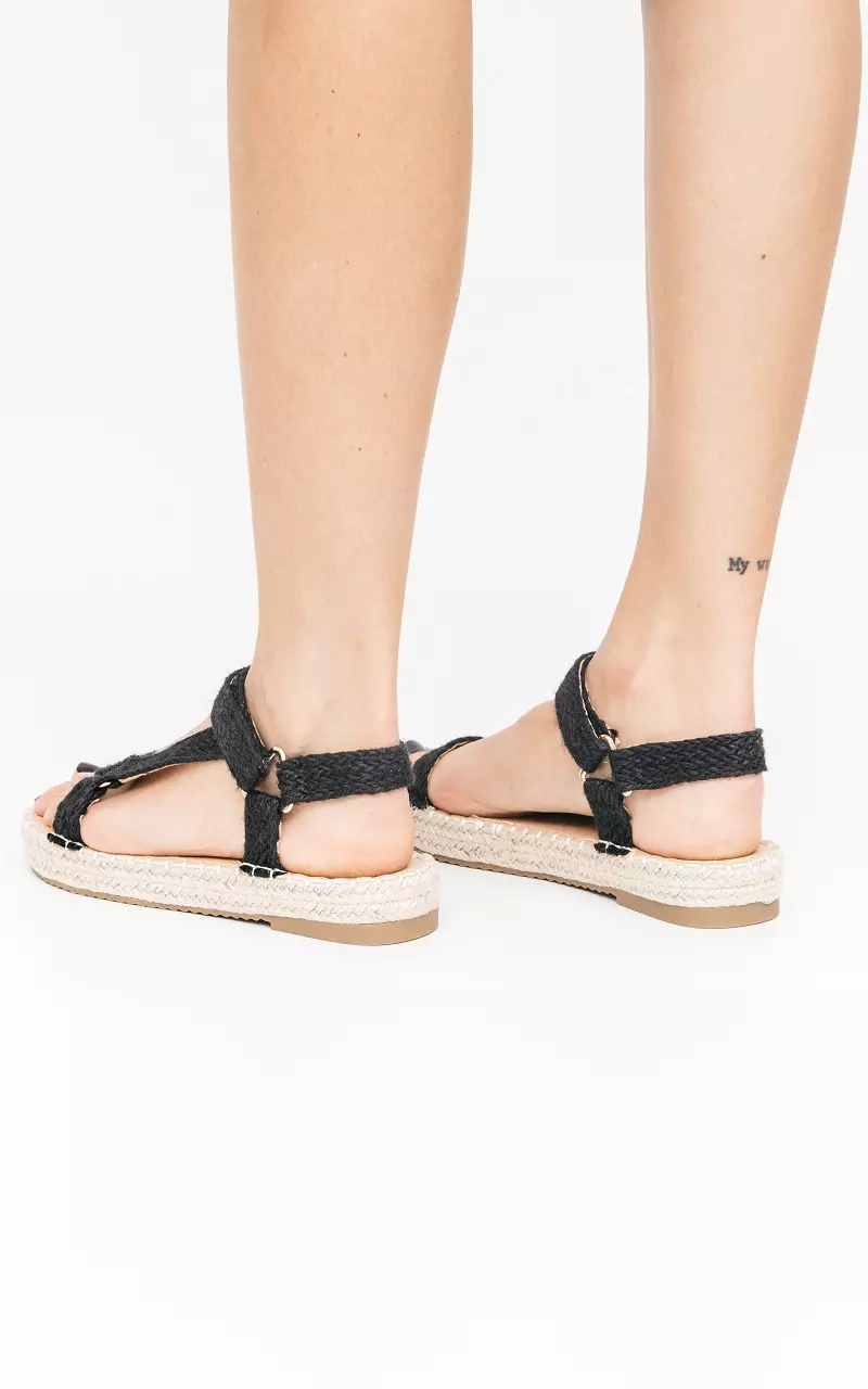 Sommerliche Sandalen mit Klettverschluss  Schwarz