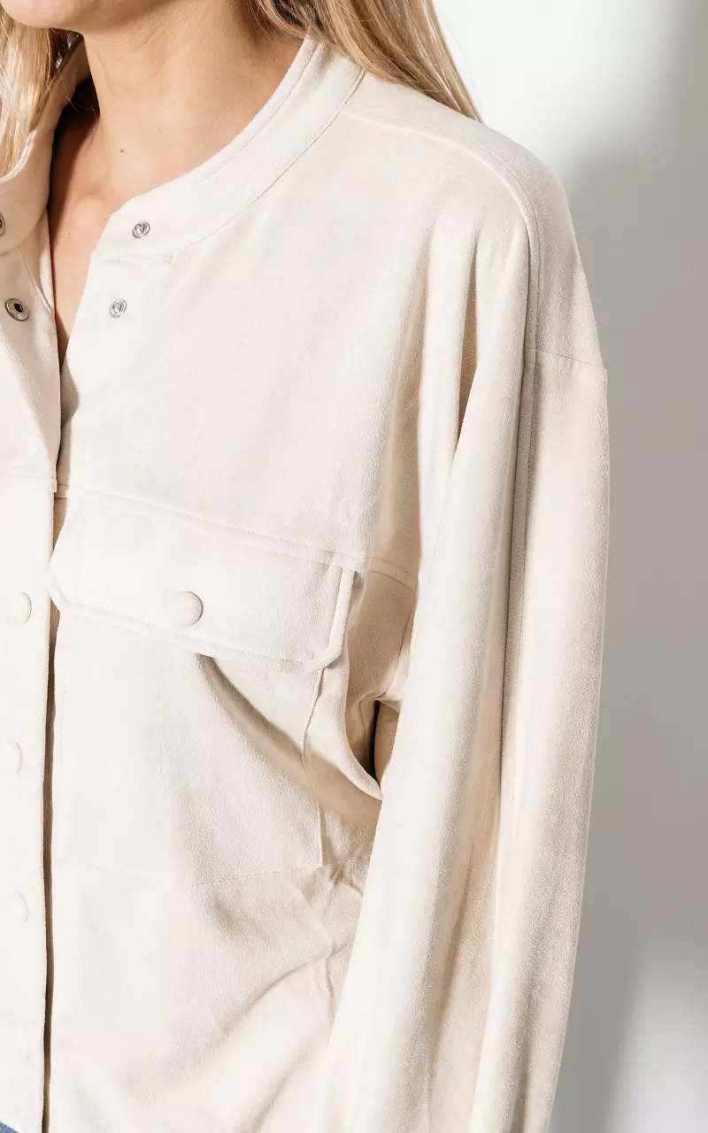 Blouse with suede look Beige