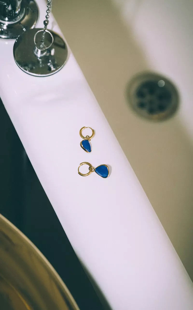 Stainless steel earrings with pendant Blue Gold