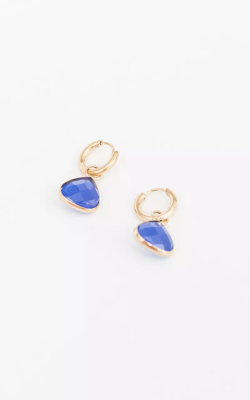 Stainless steel earrings with pendant Blue Gold