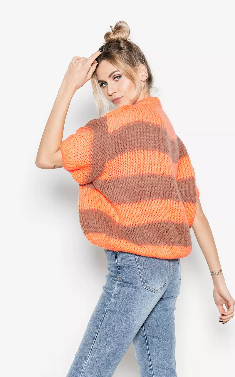 Short sleeve sweater Orange Brown