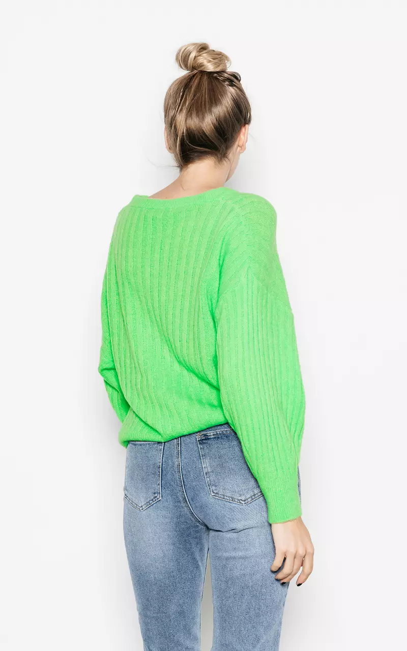 Lässiger Pullover mit V-Ausschnitt Hellgrün