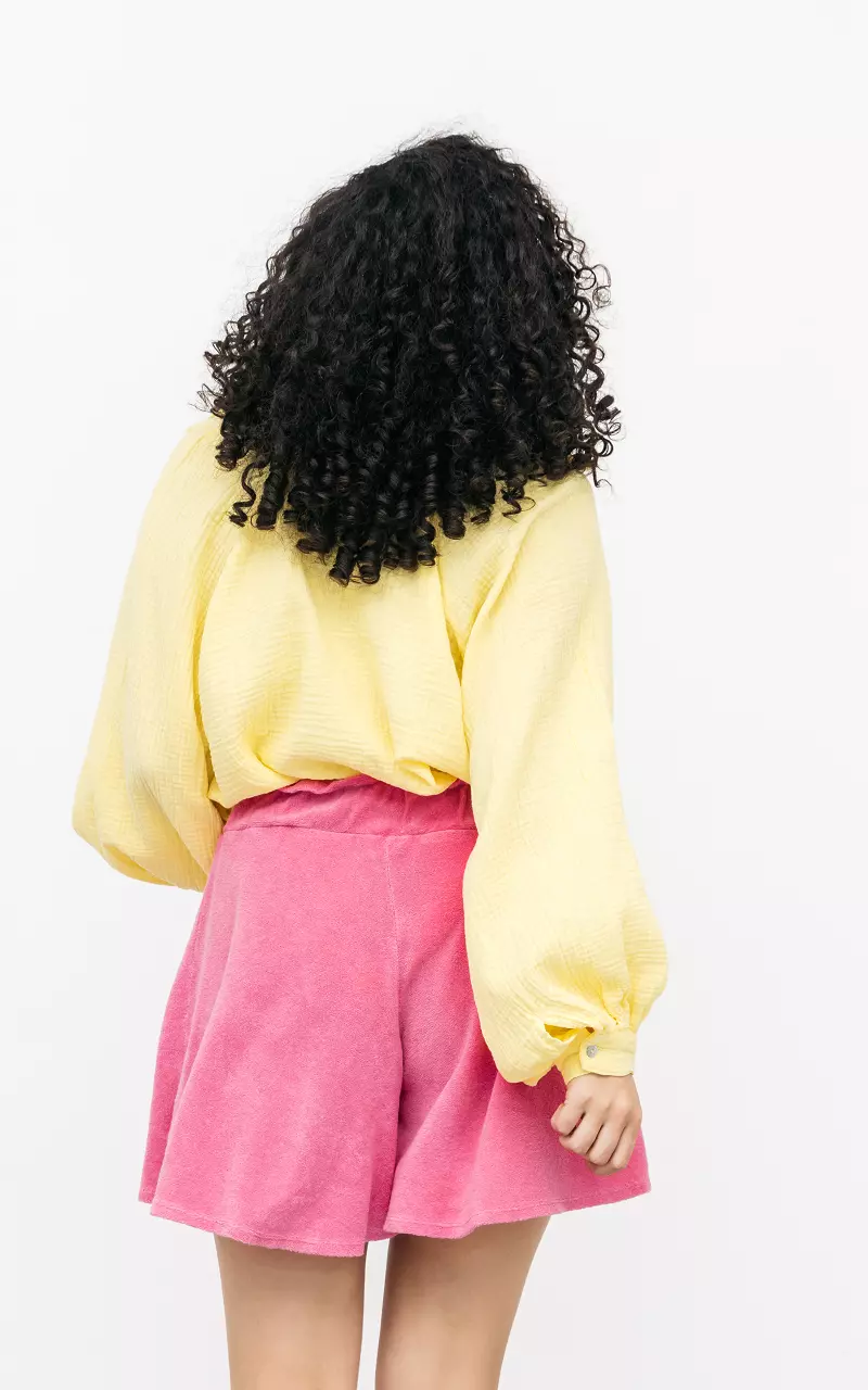 Cotton blouse with v-neck Yellow