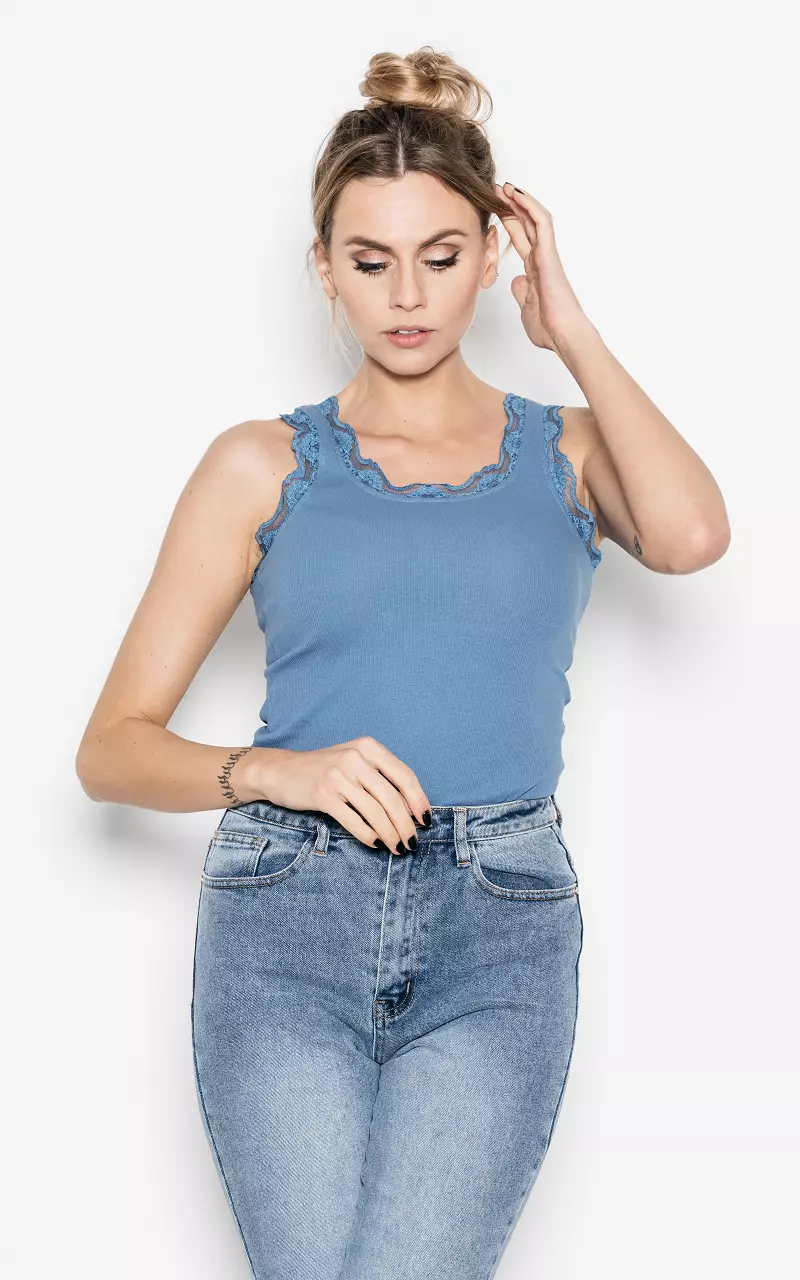 Basic top with lace details Blue