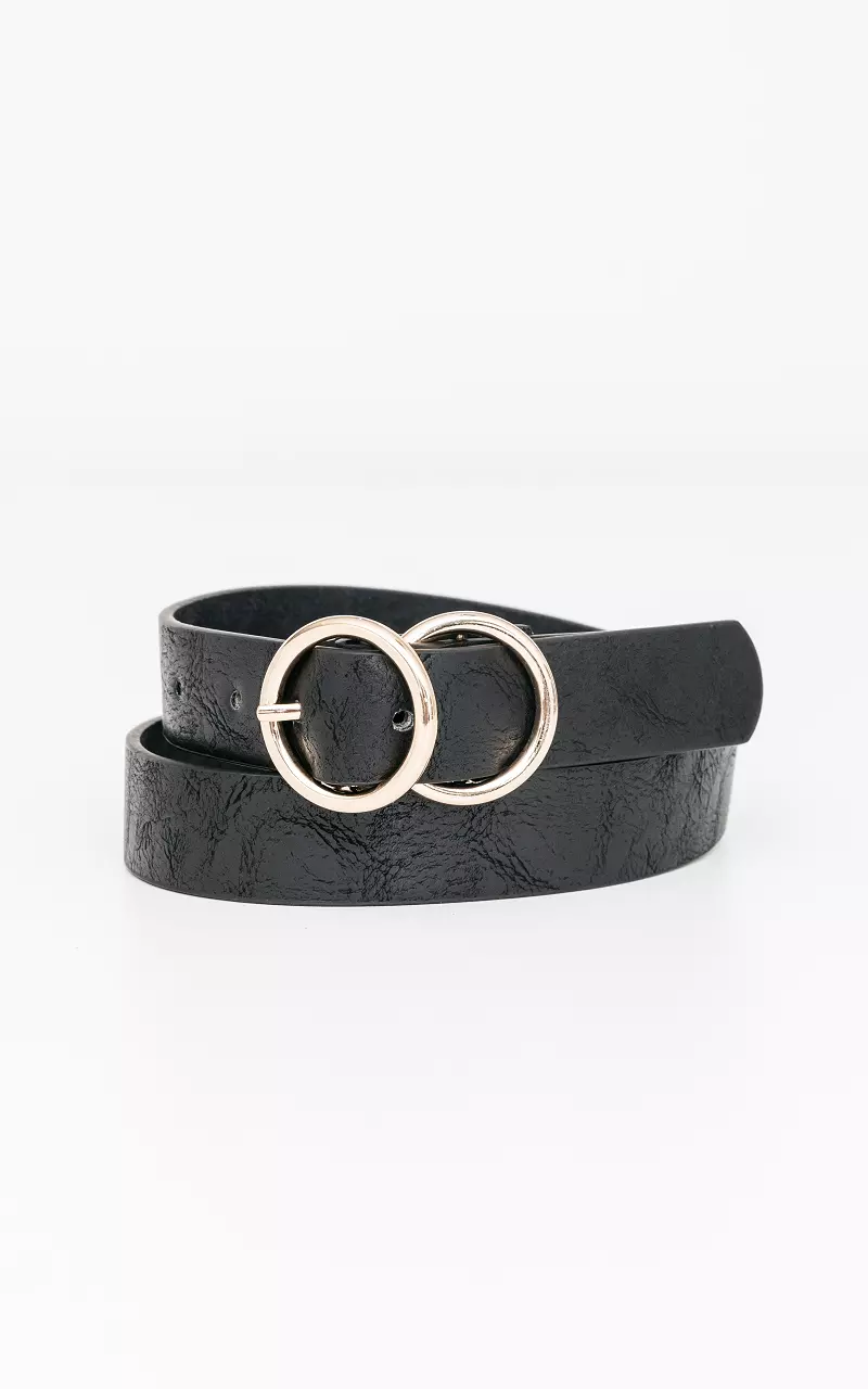Belt with double round clasp Black Gold