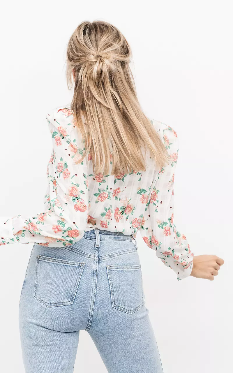 Blouse with floral print White Light Pink
