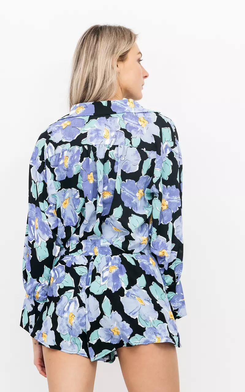 Shorts with floral print Black Blue