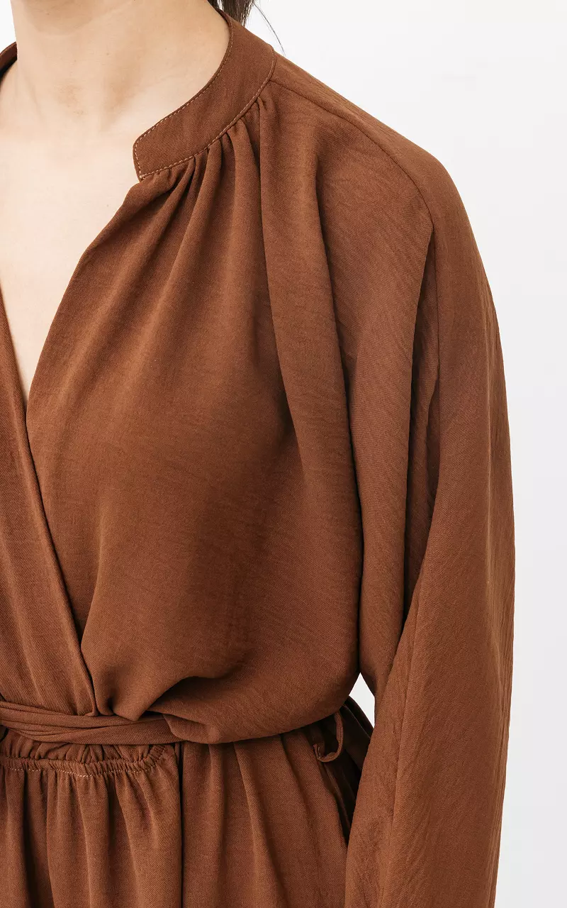 V-neck jumpsuit with side-pockets Brown