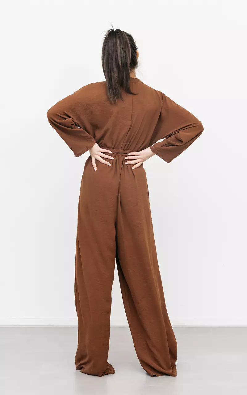 V-neck jumpsuit with side-pockets Brown