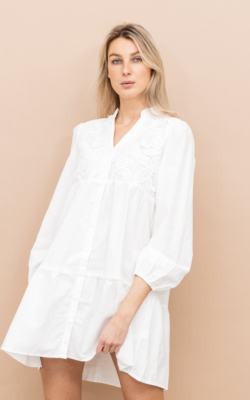 Dress with lace details - White | Guts & Gusto