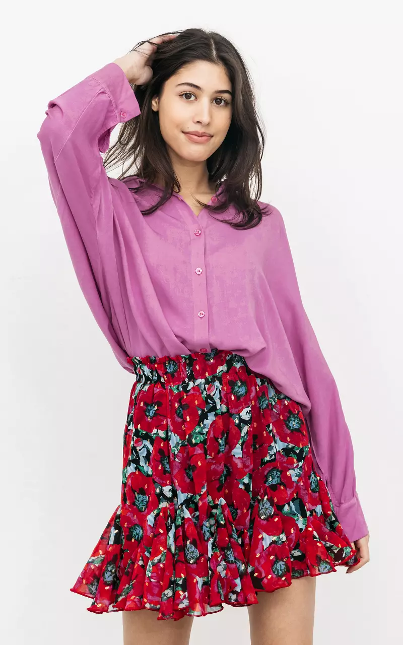 Oversized blouse with buttons Pink