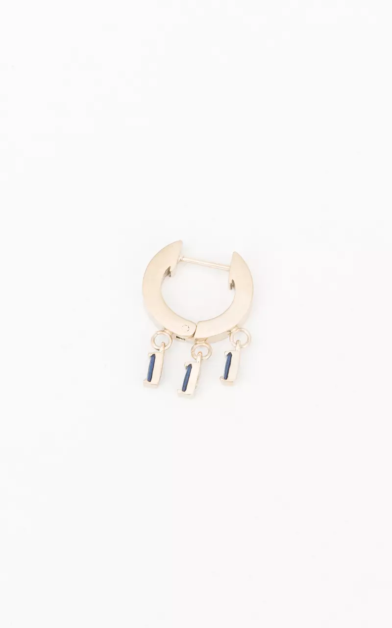 Single earrings with beads Gold Blue