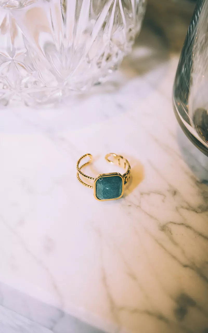 Ring mit Schmuckstein Gold Petrol