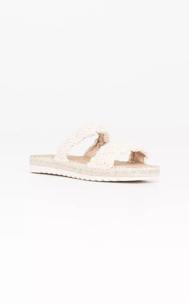 Slipper met gevlochten zool Beige