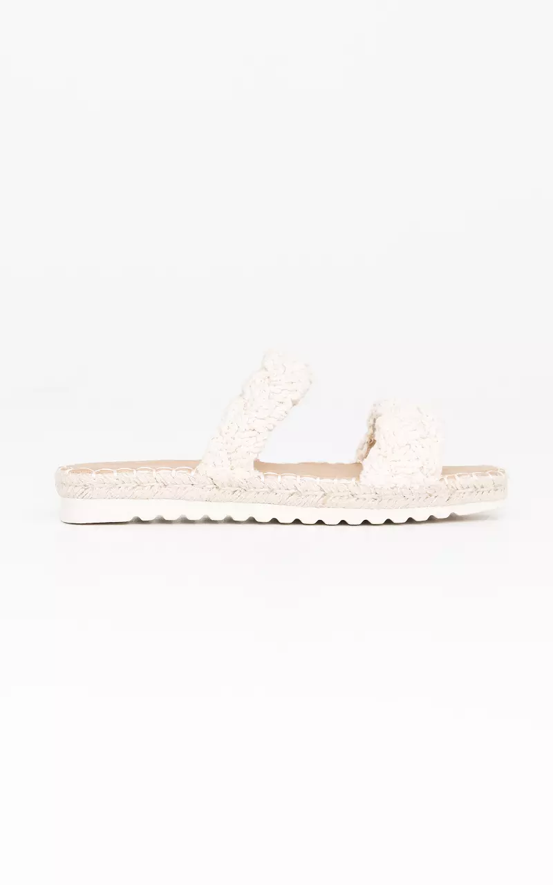 Slipper met gevlochten zool Beige
