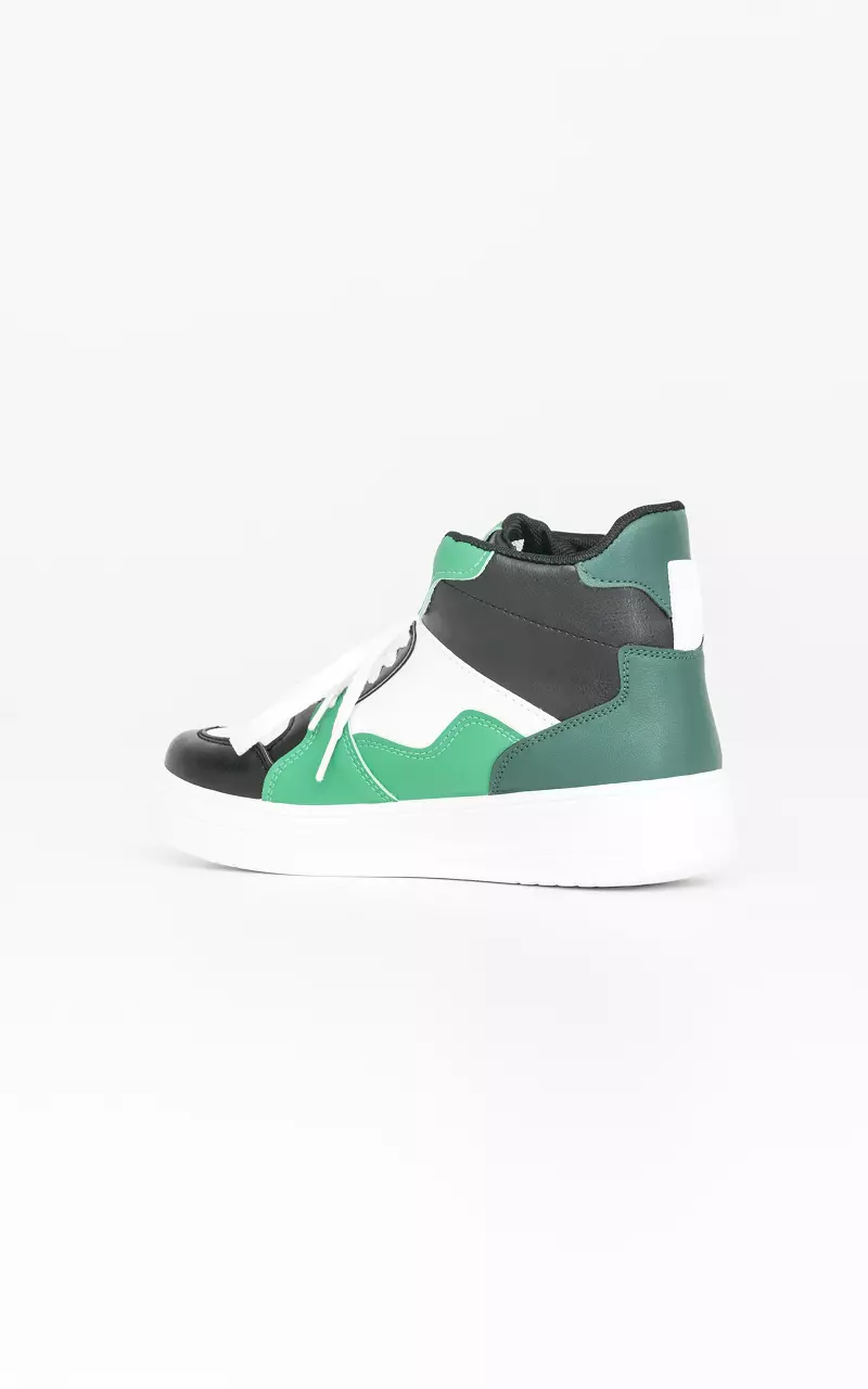 High lace-up sneakers White Green