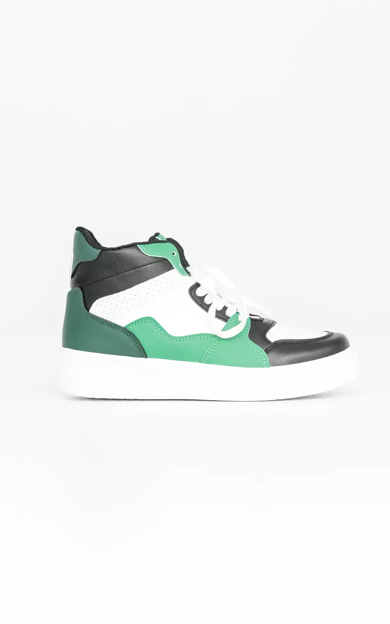High lace-up sneakers White Green