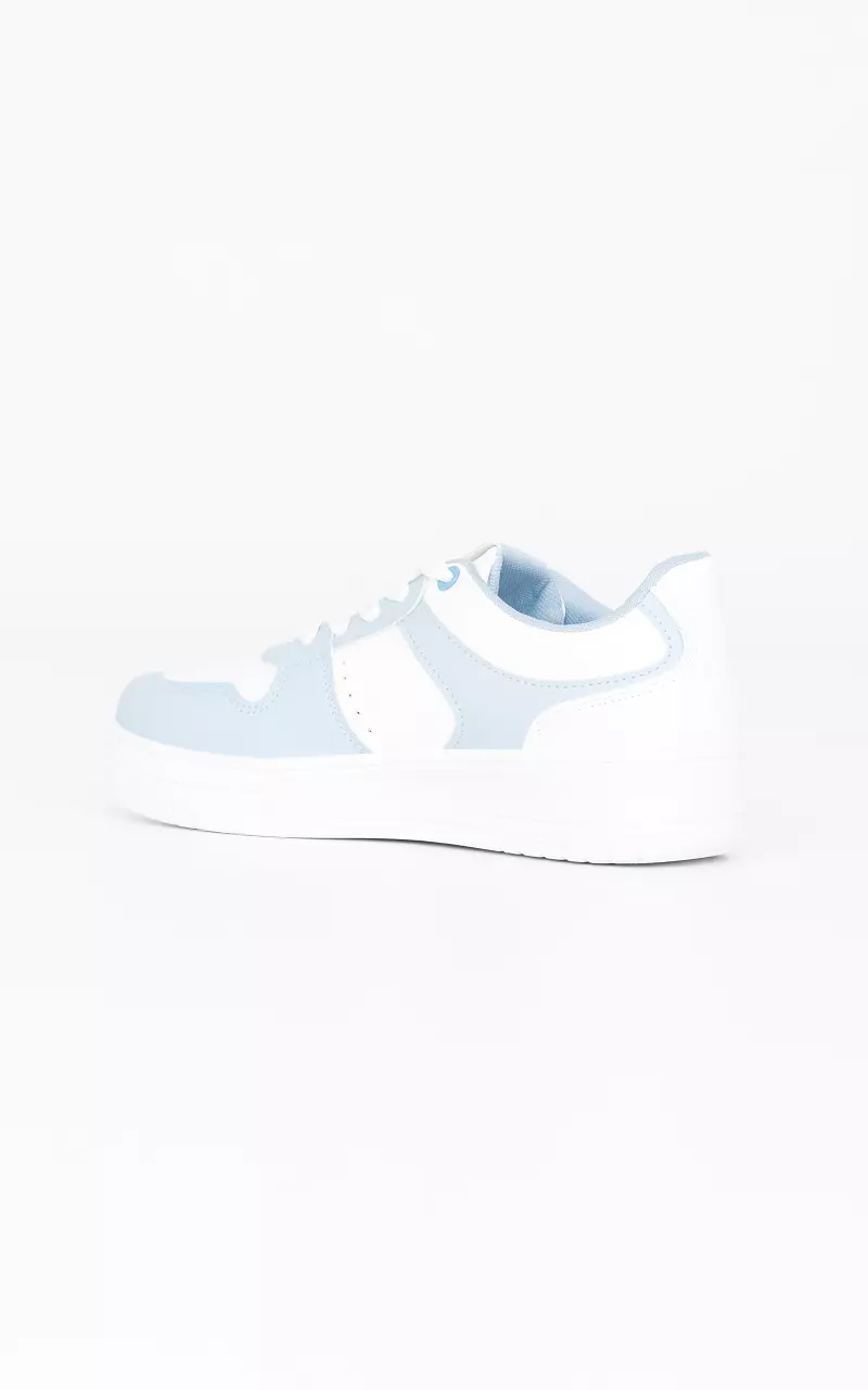 Sneaker met leatherlook Wit Lichtblauw